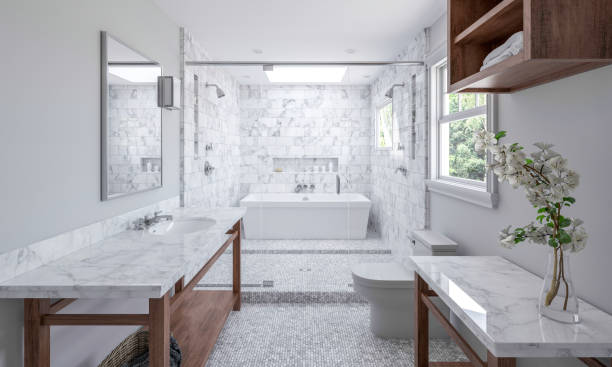 Bathroom stone flooring | Country Manor Decorating
